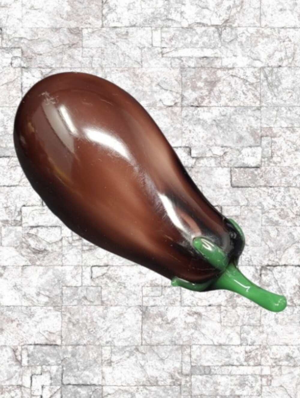 4 1/2" VINTAGE PURPLE EGGPLANT HANDBLOWN ART GLASS